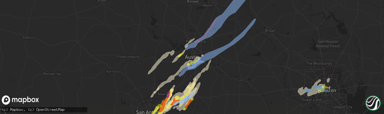 Hail map in Austin, TX on March 21, 2022