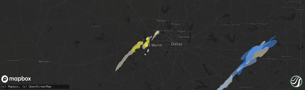 Hail map in Fort Worth, TX on March 21, 2022