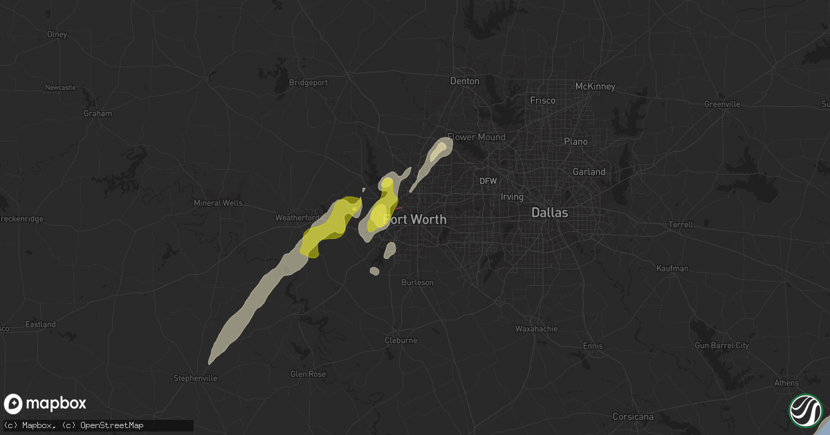 Hail map in Fort Worth, TX on March 21, 2022
