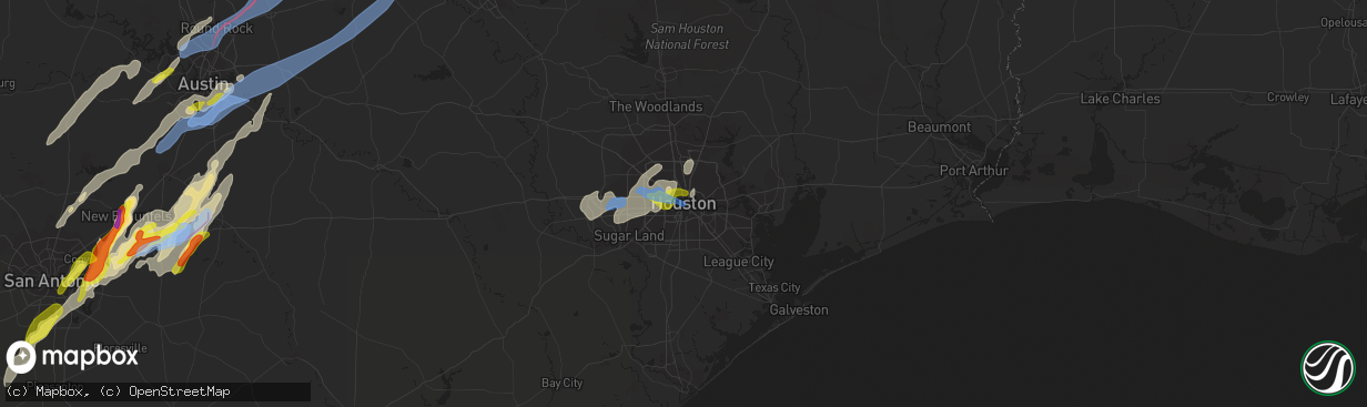 Hail map in Houston, TX on March 21, 2022