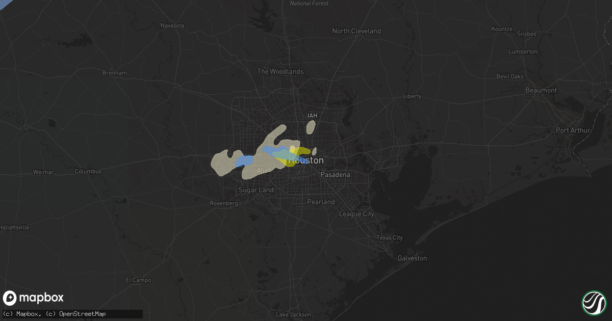Hail map in Houston, TX on March 21, 2022