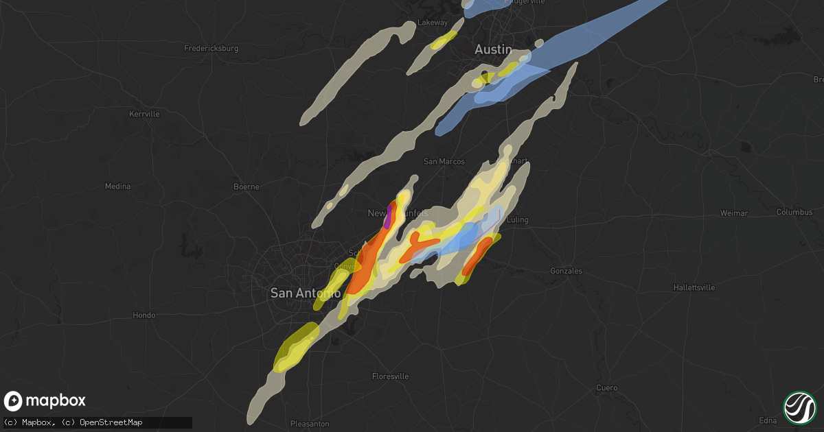 Hail map in New Braunfels, TX on March 21, 2022