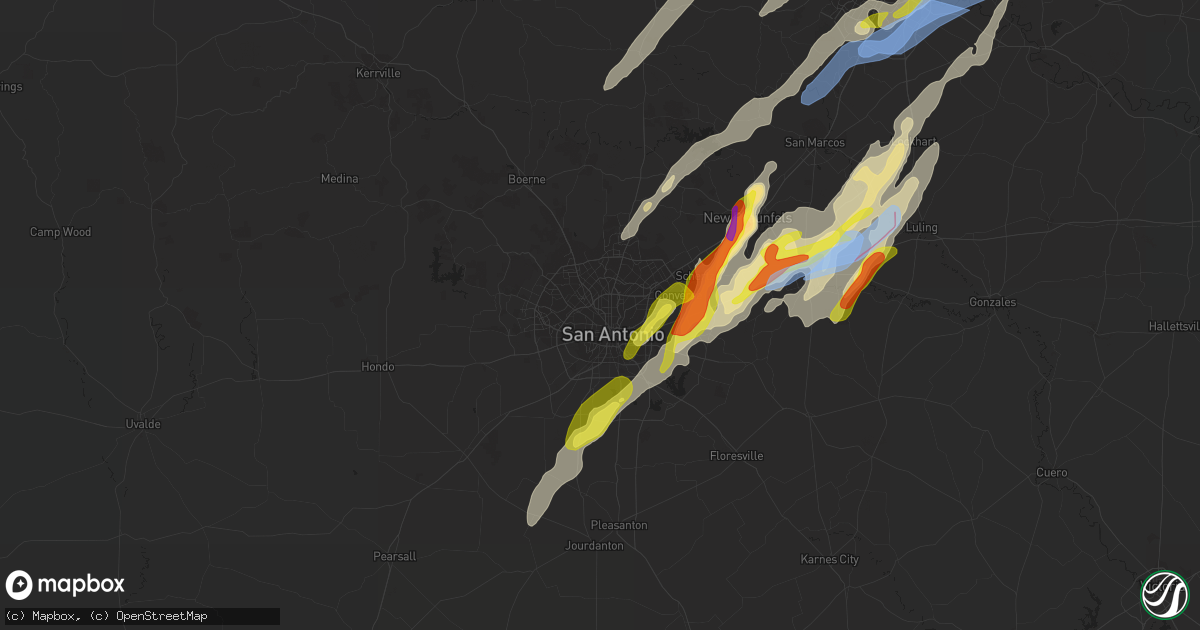 Hail map in San Antonio, TX on March 21, 2022