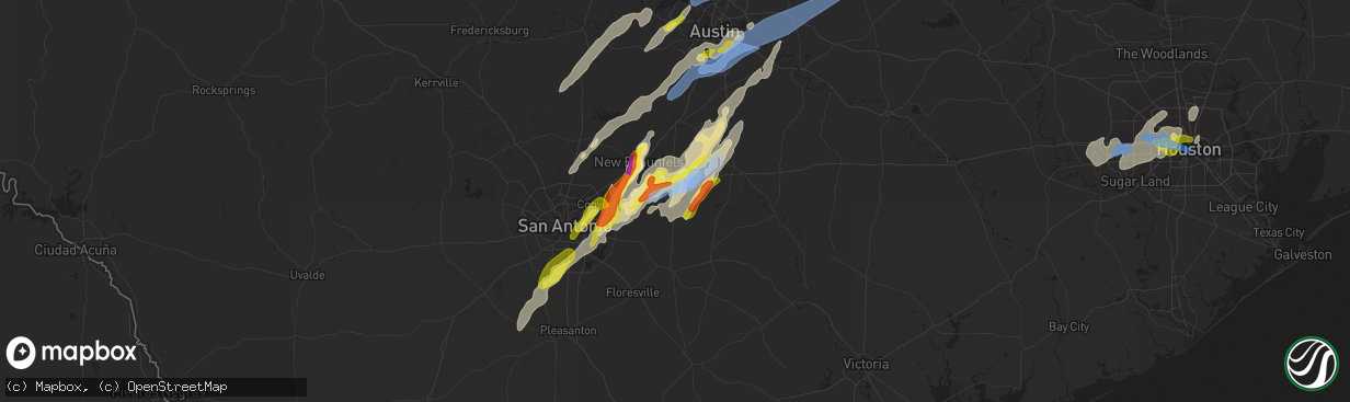 Hail map in Seguin, TX on March 21, 2022