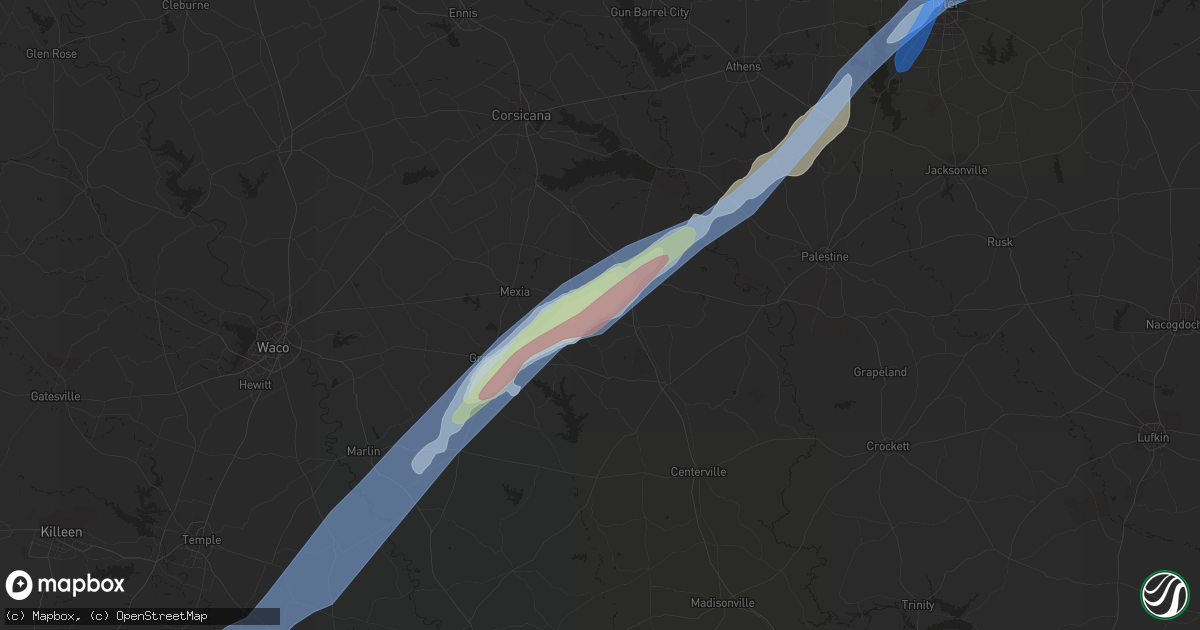Hail map in Teague, TX on March 21, 2022