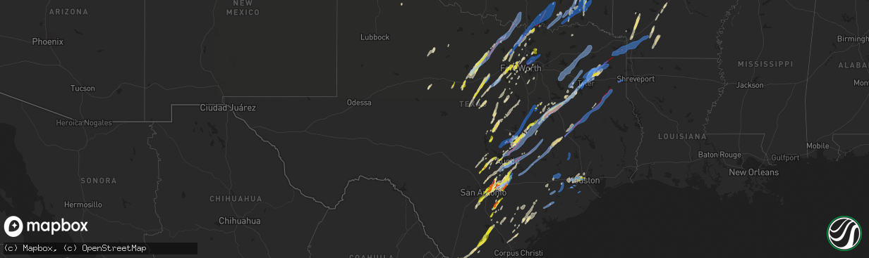 Hail map in Texas on March 21, 2022