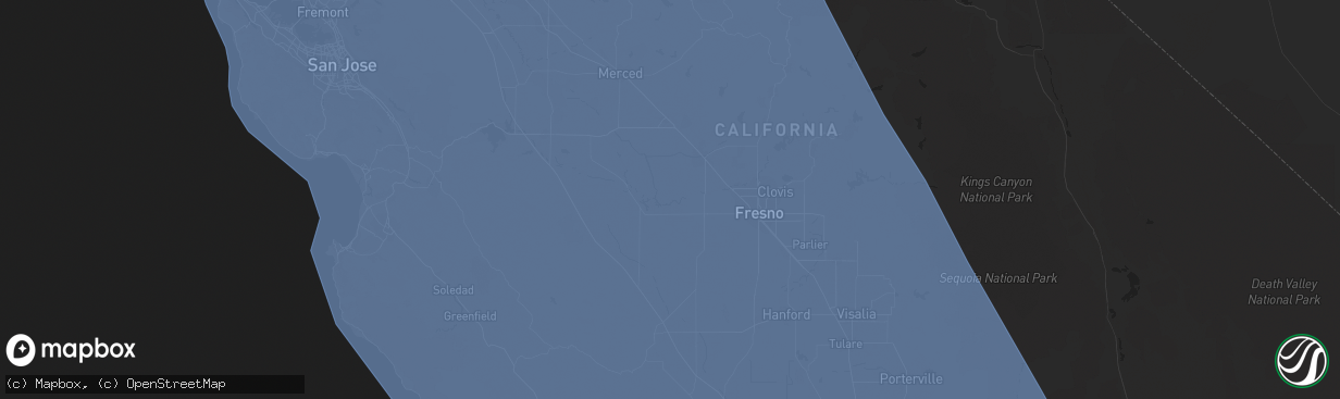 Hail map in Fresno, CA on March 21, 2023