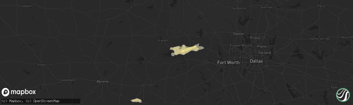 Hail map in Graford, TX on March 21, 2024