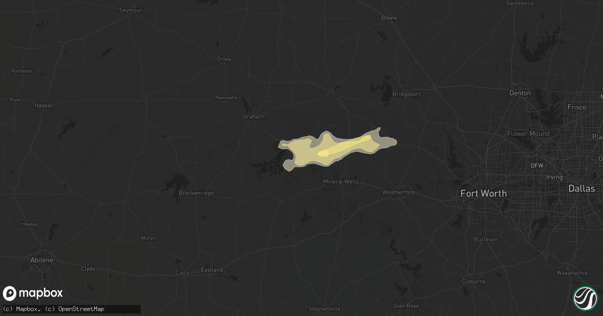 Hail map in Graford, TX on March 21, 2024