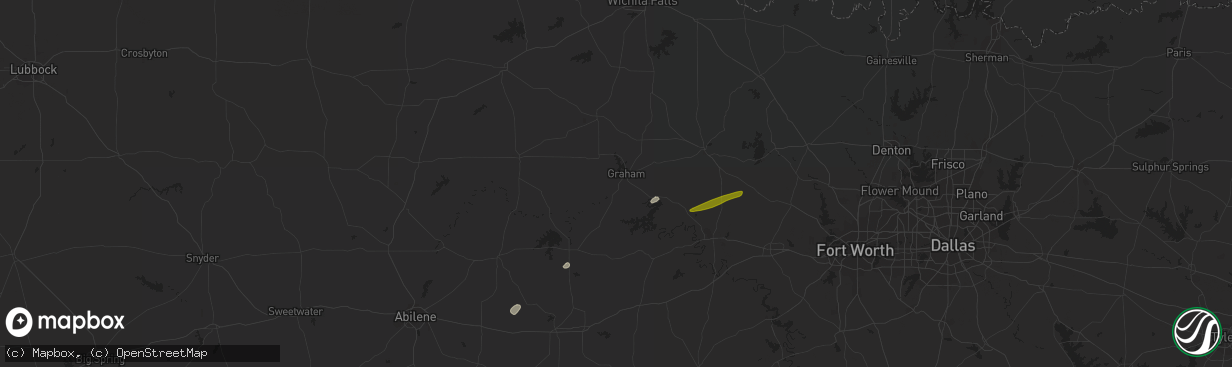 Hail map in Graham, TX on March 21, 2024