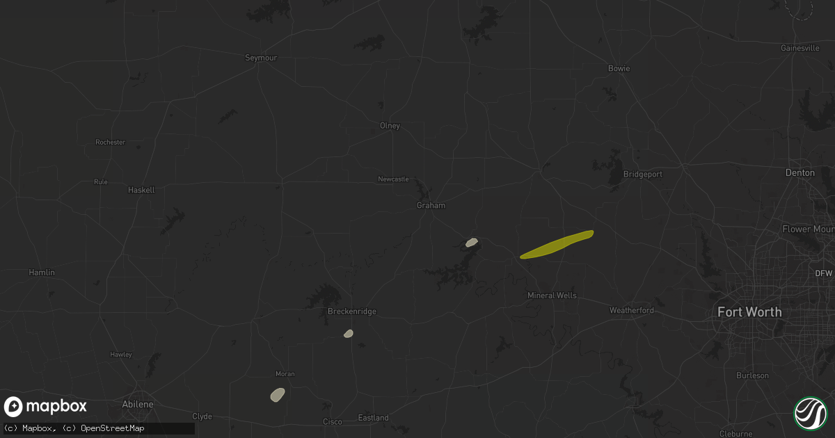 Hail map in Graham, TX on March 21, 2024