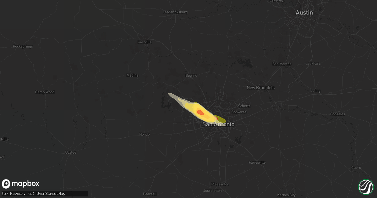 Hail map in Helotes, TX on March 21, 2024