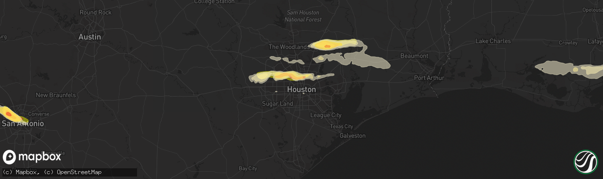 Hail map in Houston, TX on March 21, 2024