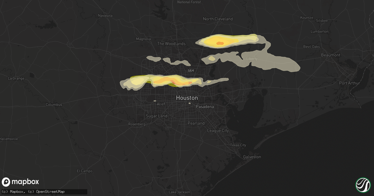Hail map in Houston, TX on March 21, 2024