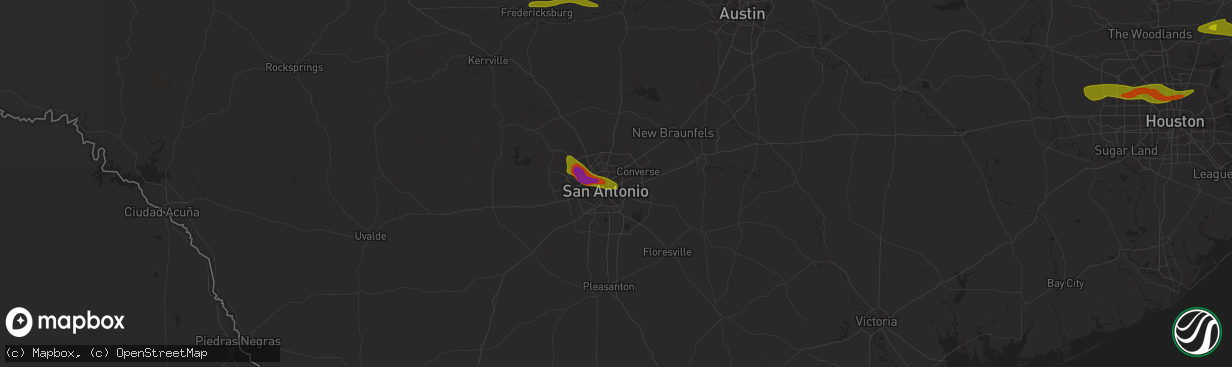 Hail map in Jbsa Ft Sam Houston, TX on March 21, 2024
