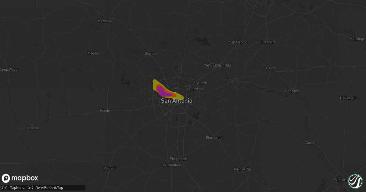 Hail map in Jbsa Ft Sam Houston, TX on March 21, 2024