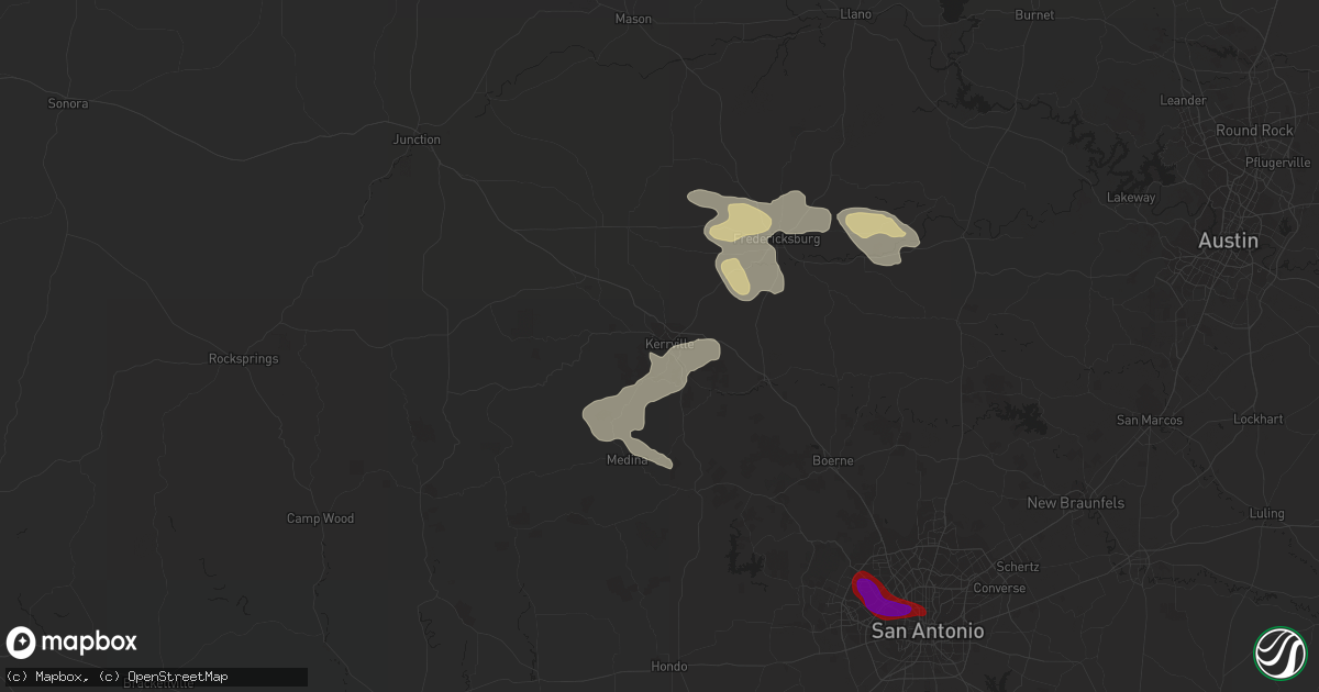 Hail map in Kerrville, TX on March 21, 2024