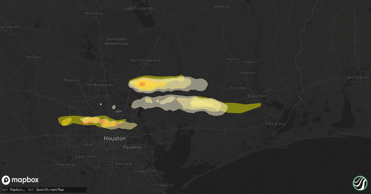 Hail map in Liberty, TX on March 21, 2024