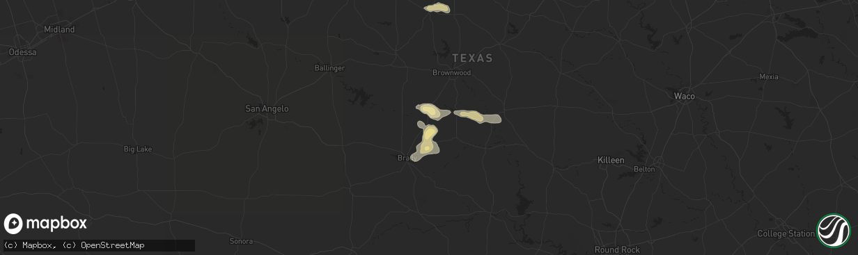 Hail map in Rochelle, TX on March 21, 2024