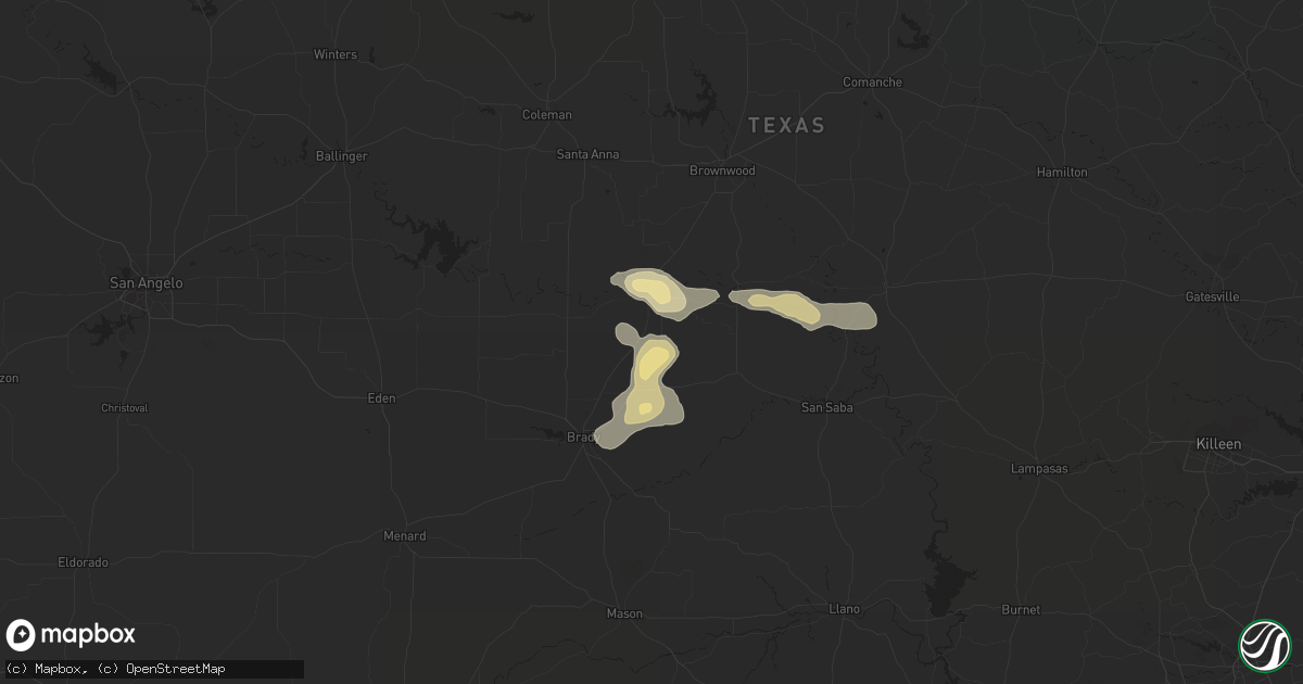 Hail map in Rochelle, TX on March 21, 2024