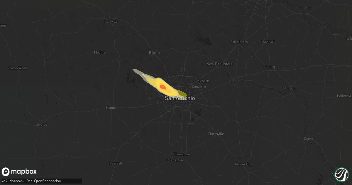 Hail map in San Antonio, TX on March 21, 2024