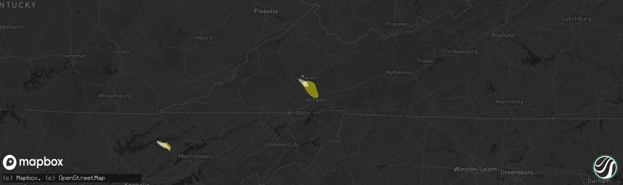 Hail map in Abingdon, VA on March 21, 2026