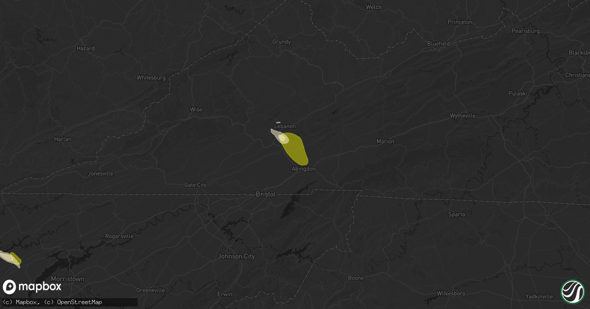 Hail map in Abingdon, VA on March 21, 2026