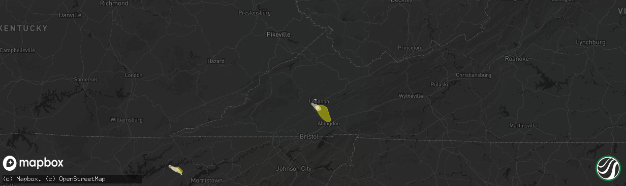 Hail map in Cleveland, VA on March 21, 2026