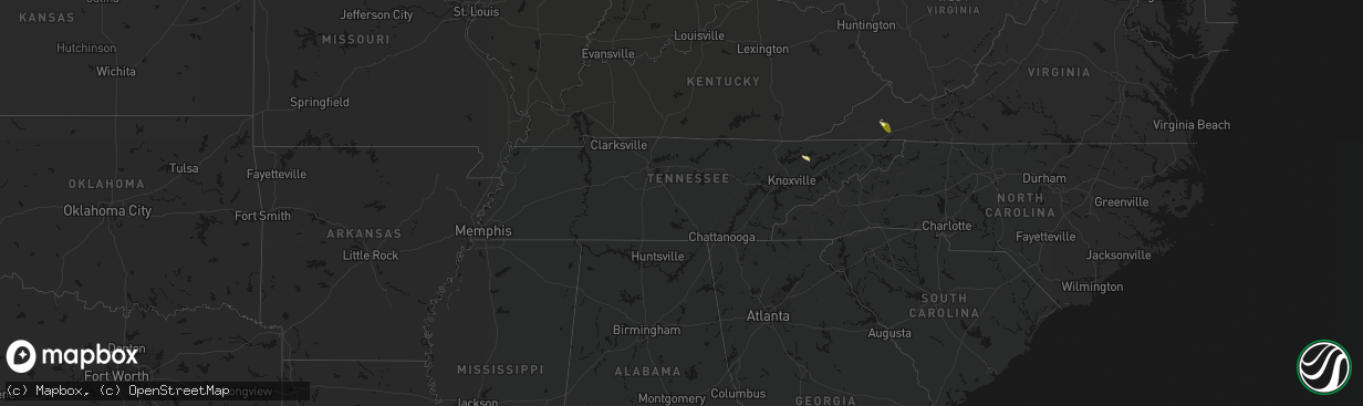 Hail map in Tennessee on March 21, 2026
