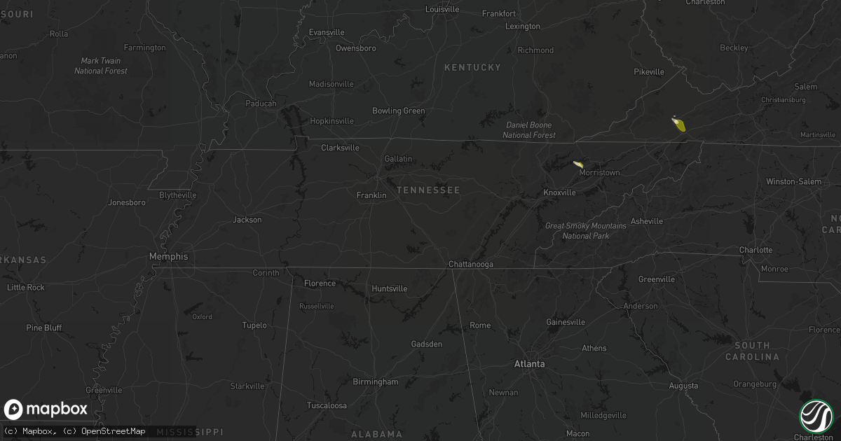 Hail map in Tennessee on March 21, 2026
