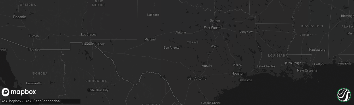 Hail map in Texas on March 21, 2026