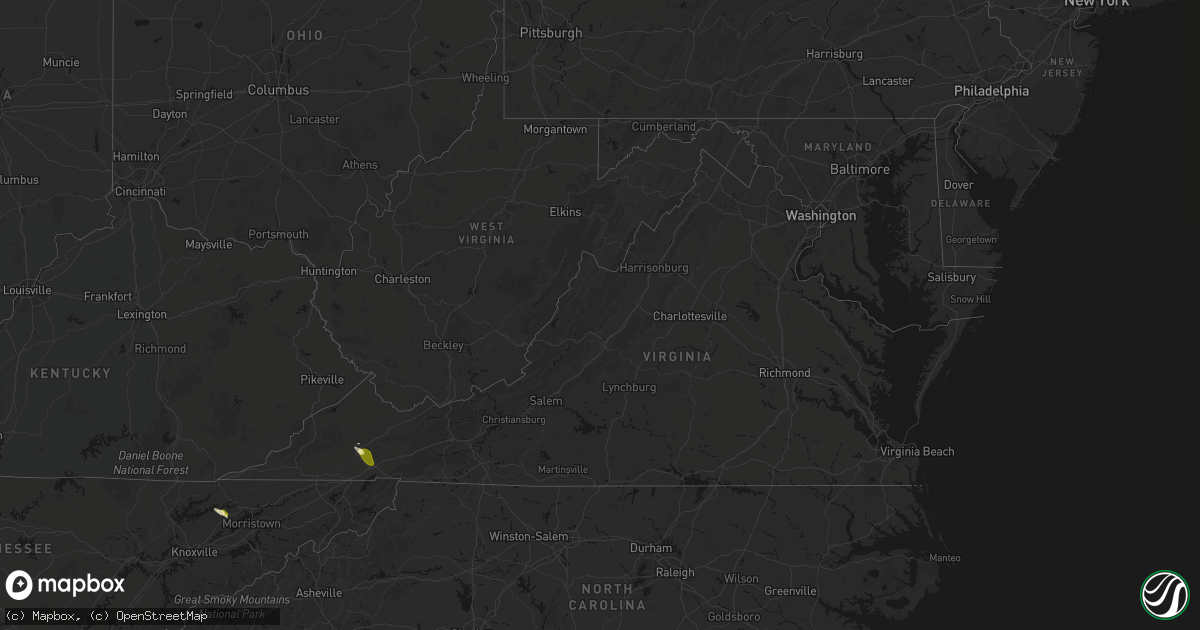 Hail map in Virginia on March 21, 2026