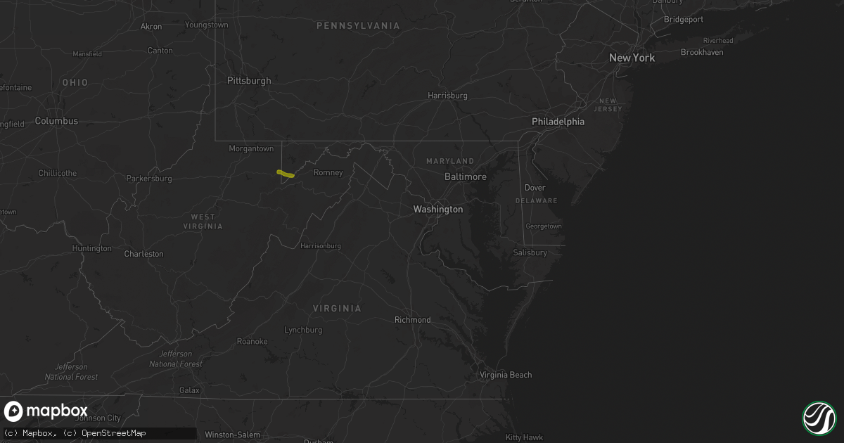 Hail map in Maryland on March 22, 2011