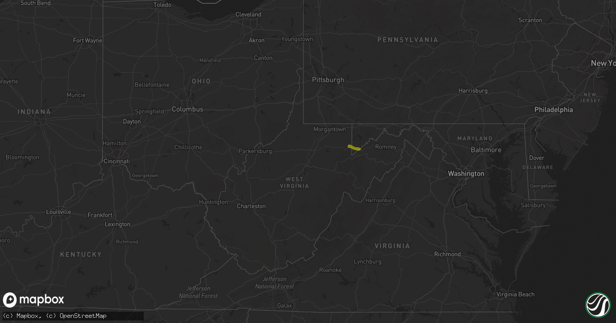 Hail map in West Virginia on March 22, 2011