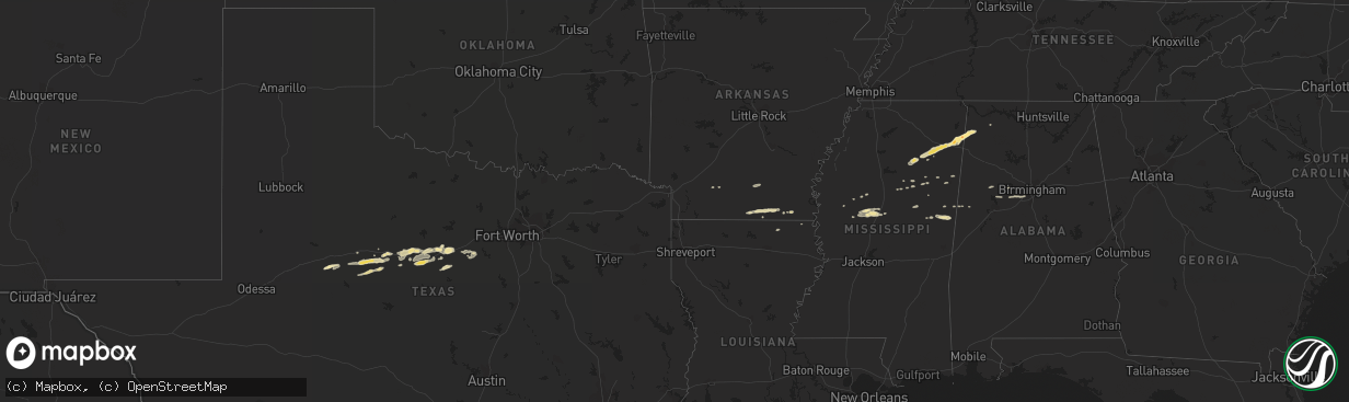 Hail map in Alabama on March 22, 2013