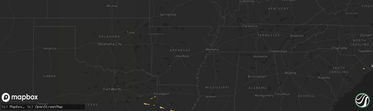 Hail map in Arkansas on March 22, 2014