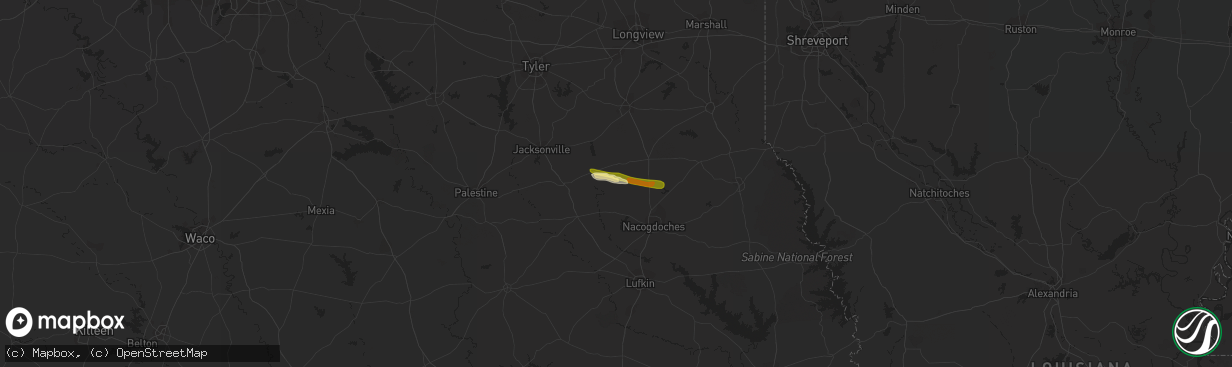 Hail map in Cushing, TX on March 22, 2014