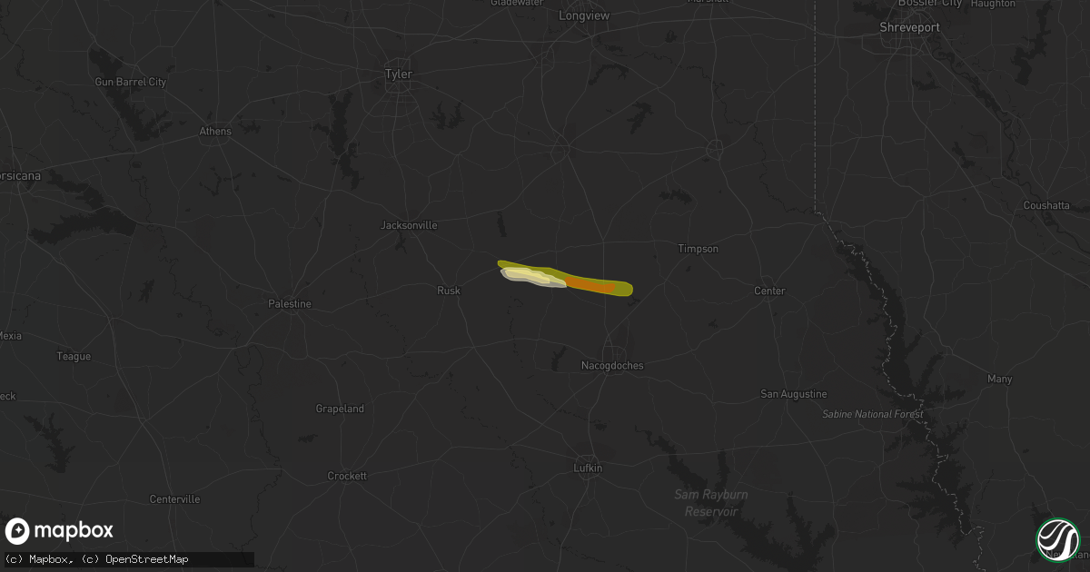 Hail map in Cushing, TX on March 22, 2014