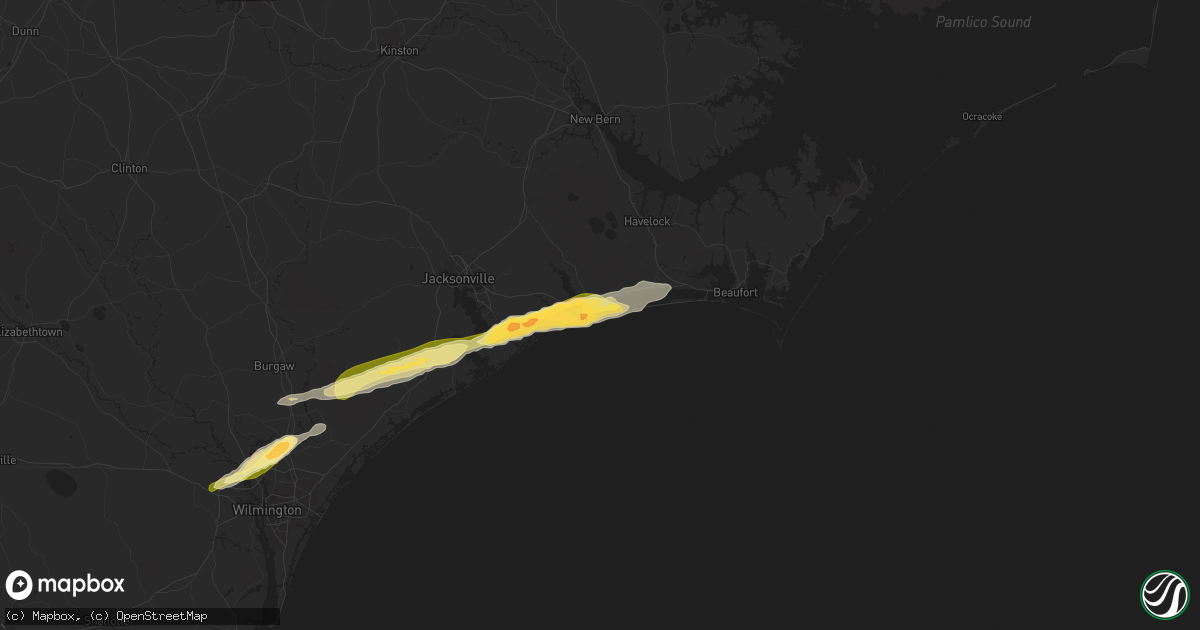 Hail map in Emerald Isle, NC on March 22, 2014