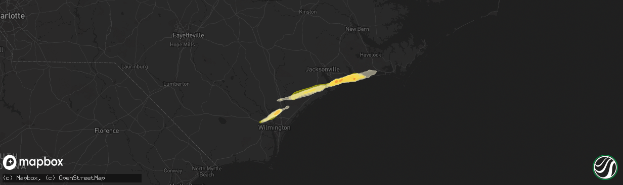 Hail map in Holly Ridge, NC on March 22, 2014