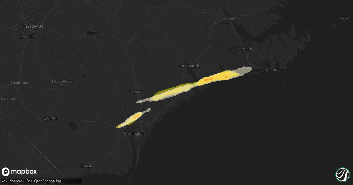 Hail map in Holly Ridge, NC on March 22, 2014