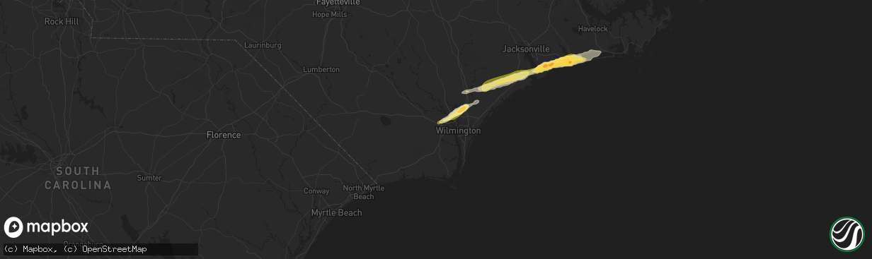 Hail map in Leland, NC on March 22, 2014