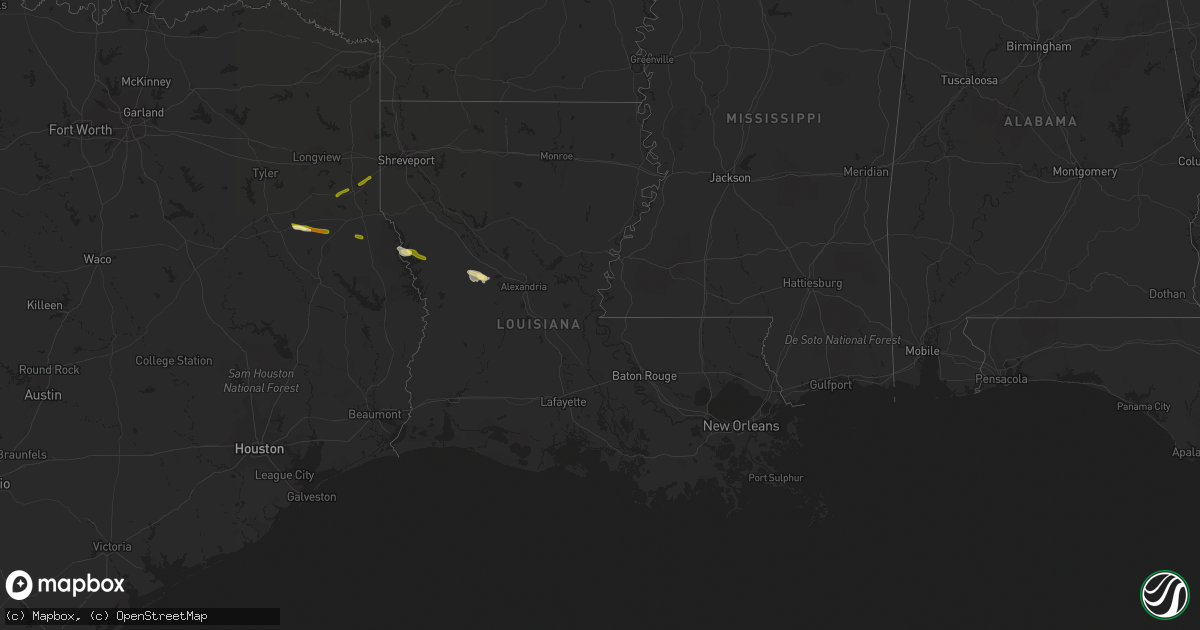 Hail map in Louisiana on March 22, 2014