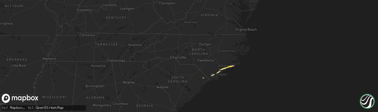 Hail map in North Carolina on March 22, 2014