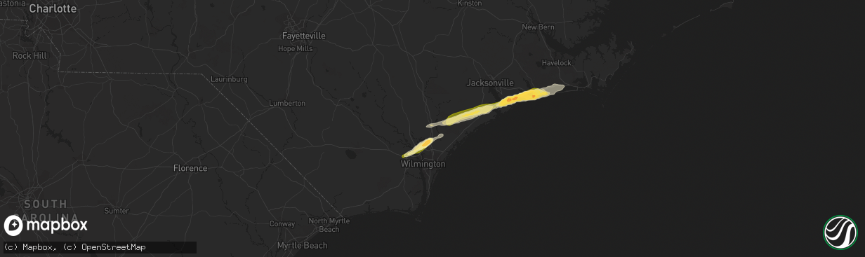 Hail map in Rocky Point, NC on March 22, 2014