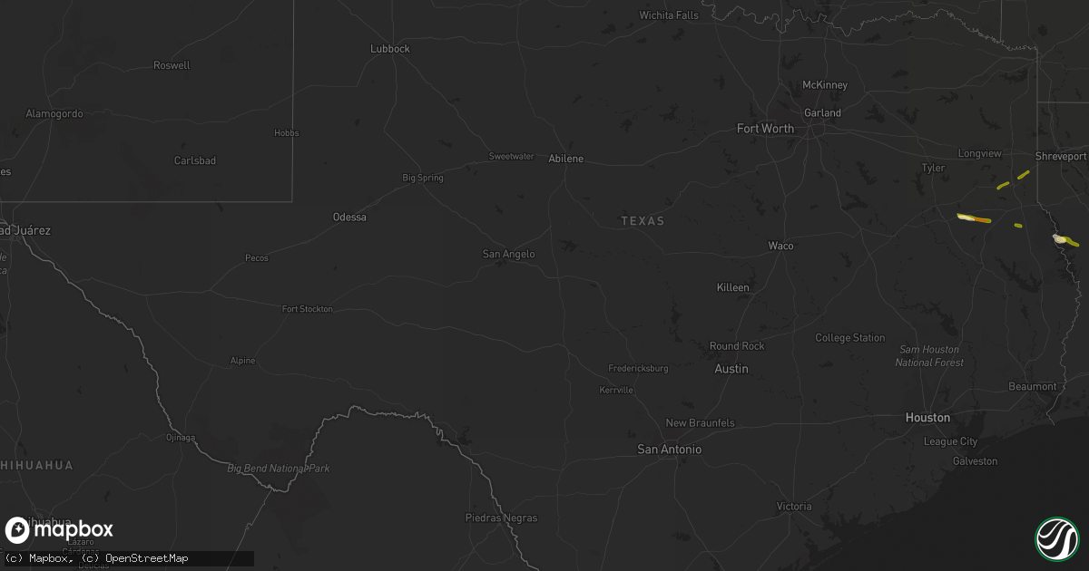 Hail map in Texas on March 22, 2014