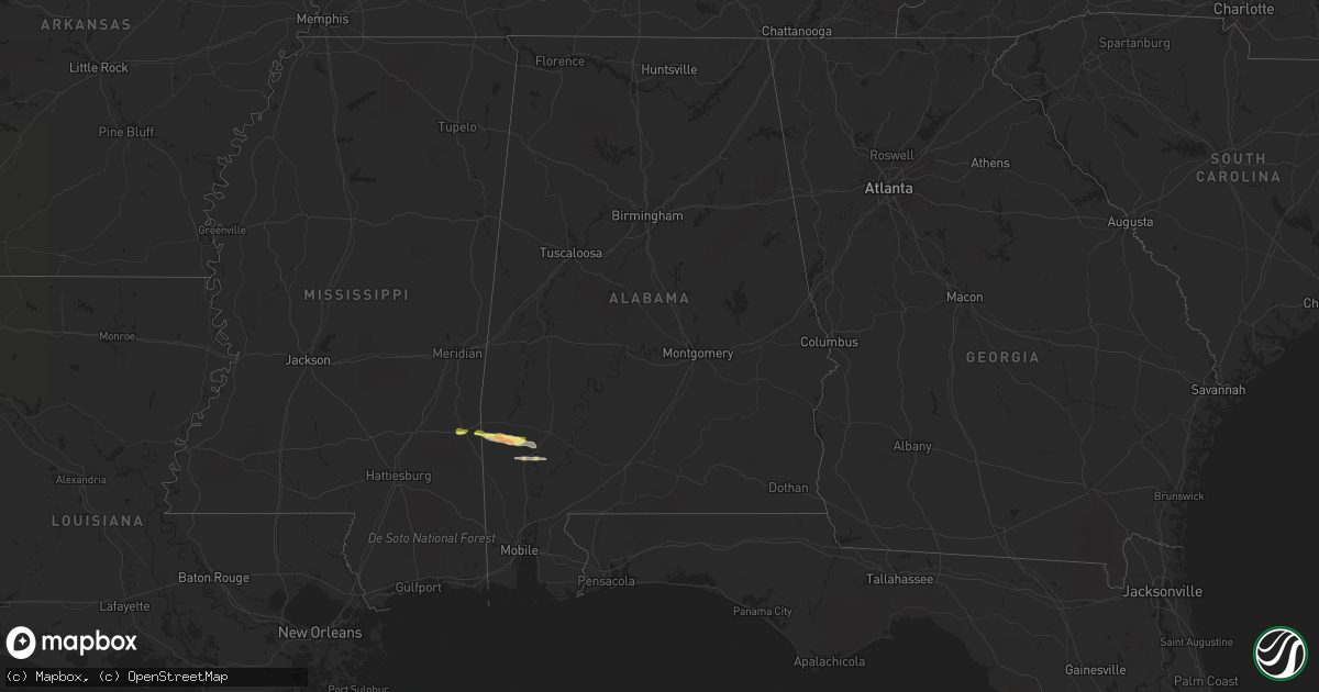 Hail map in Alabama on March 22, 2015