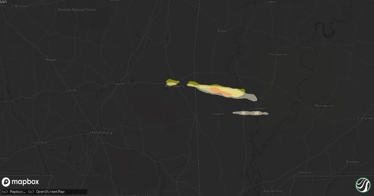 Hail map in Buckatunna, MS on March 22, 2015