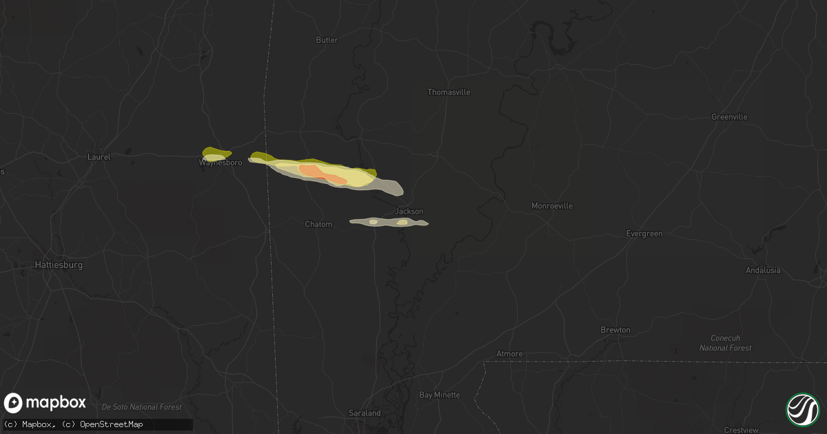 Hail map in Jackson, AL on March 22, 2015