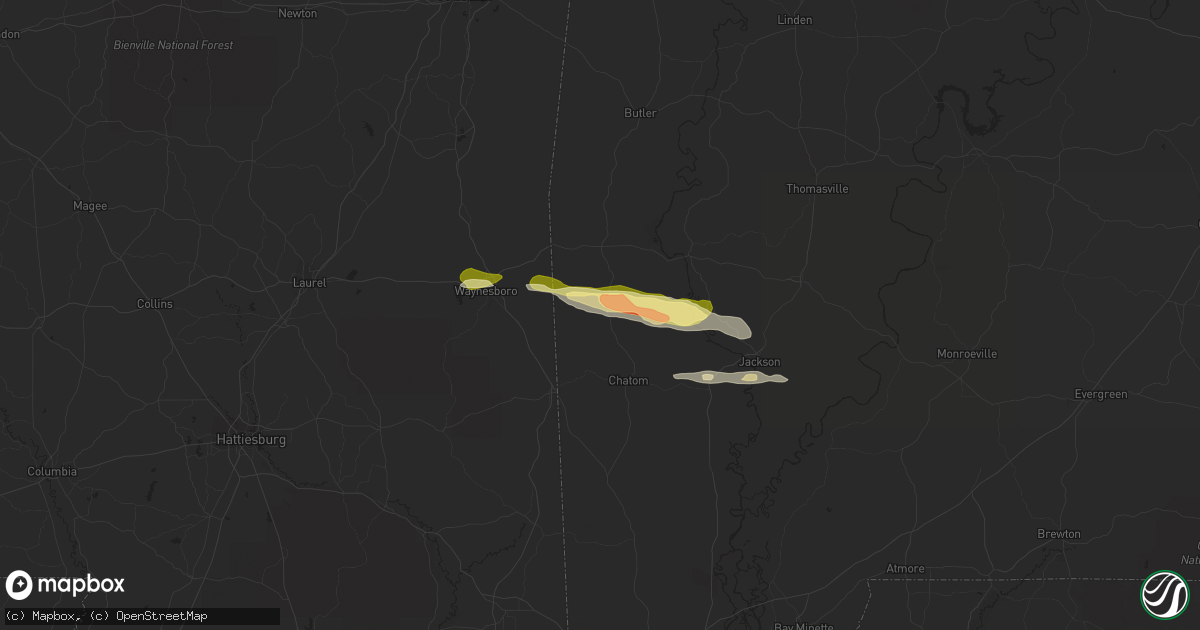 Hail map in Millry, AL on March 22, 2015